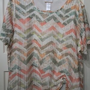Alfred Dunner Pastel Chevron Short Sleeve Top